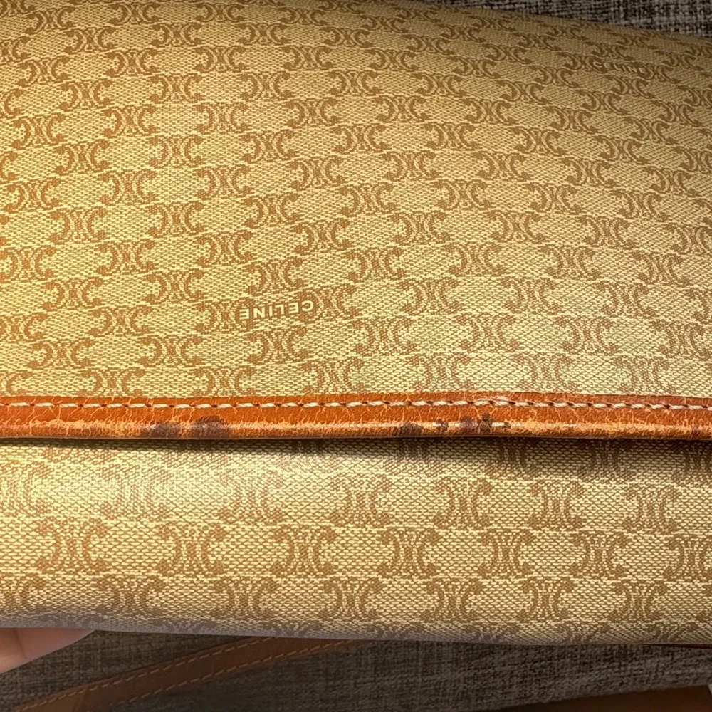 Celine Tan and Brown Patterned Crossbody Bag - Picture 10 of 16